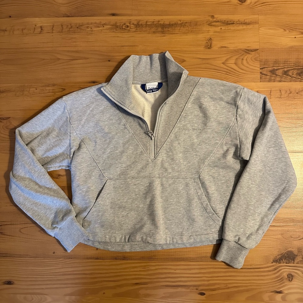 Gray Women's Sz S Outdoor Voices Doing Things Terry Half Zip Sweater